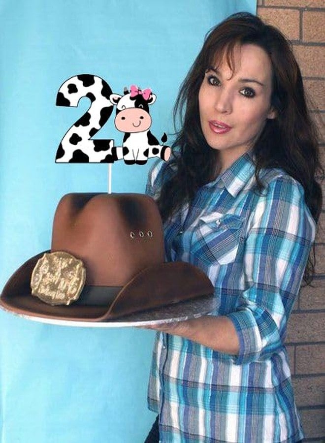 Yuezoloz Farm Theme 2nd Birthday Cake Topper for Girls,Pretty Dairy Cow with Pink Bow & Number 2, Food Safe Cardstock Decor for 2 Year Old Girl’s Cake Celebration (6.6"x4.8")(2nd Girls) - Image 5